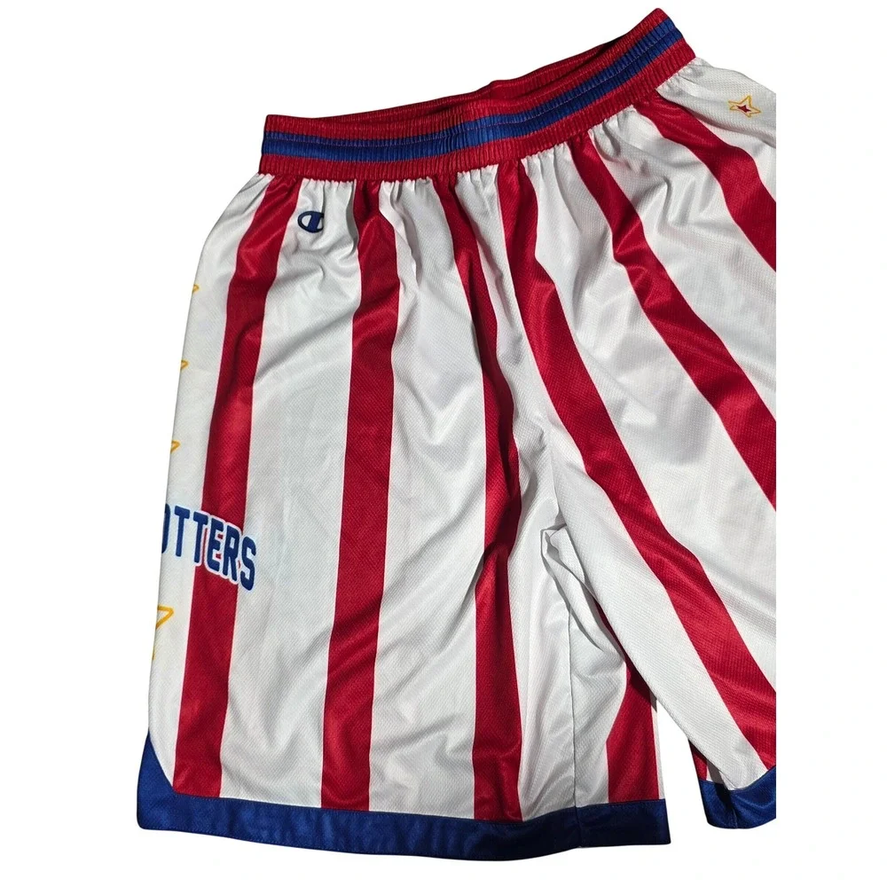 Champion Harlem Globetrotters Basketball Shorts Mens Medium Red White Striped